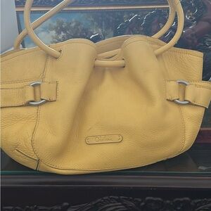 Cole Haan Yellow Shoulder Bag with Textured Finish Real Leather